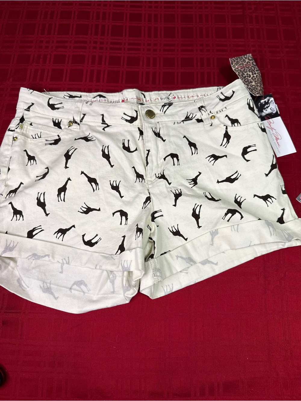 Marilyn Monroe White Shorts with Black Giraffe Print